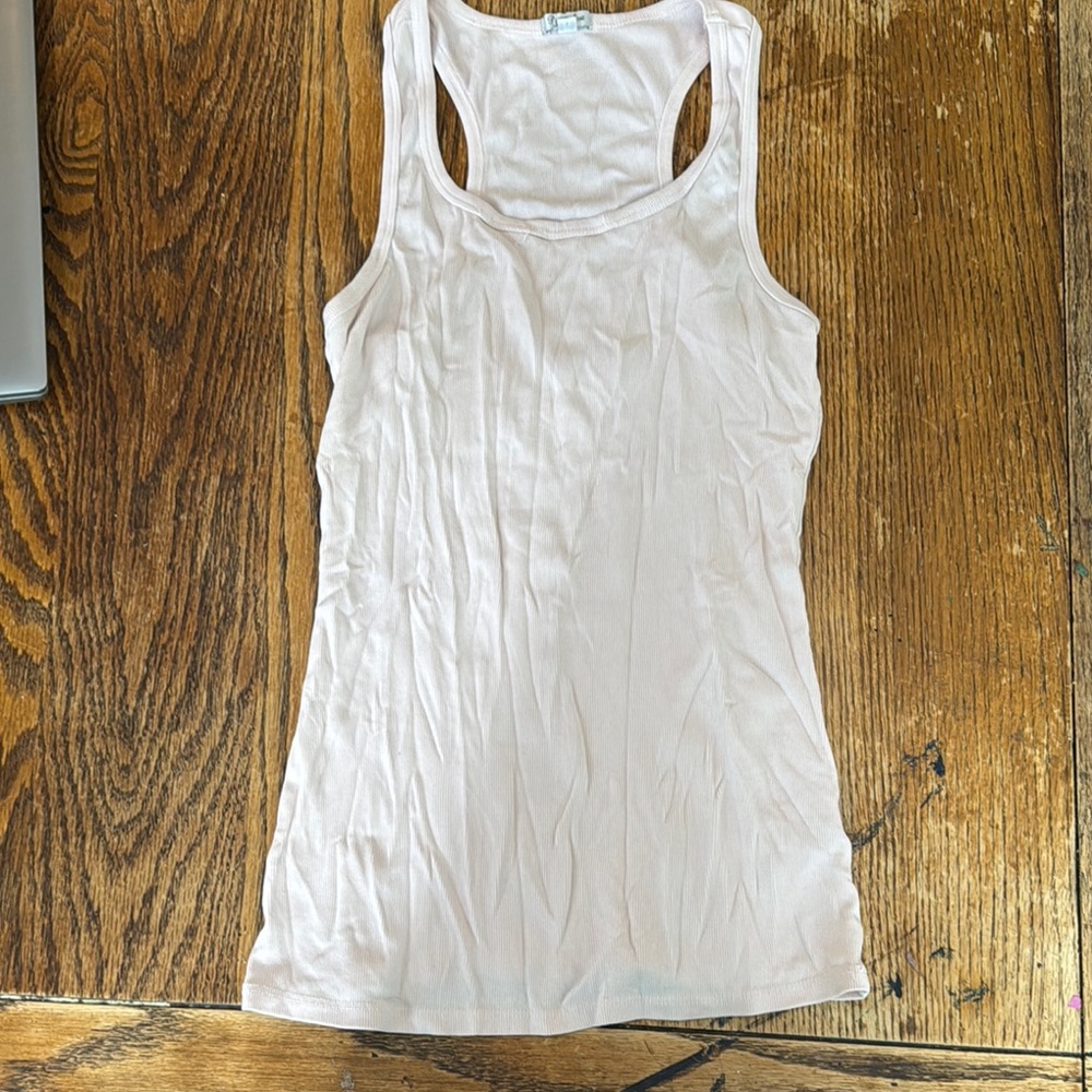 White Ribbed Sleeveless Tank Top